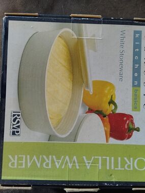 RSVP White Stoneware Tortilla Warmer Brand New